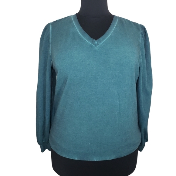 Knox Rose Teal Pullover V-Neck Sweatshirt Various - Picture 1 of 8